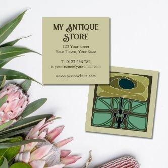 Art Nouveau Green Cream Square