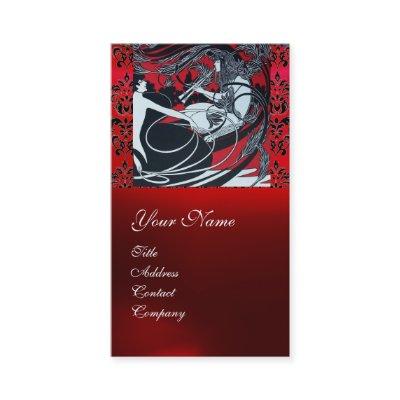 ART NOUVEAU PAN , RED BLACK WHITE DAMASK MONOGRAM