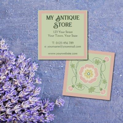 Art Nouveau Pastel Pink Green Square