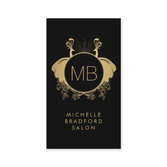 Art Nouveau Peacocks Monogram Logo Gold/Black