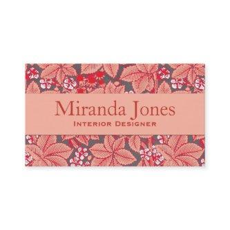 Art Nouveau Strawberries and Leaves, Coral Orange