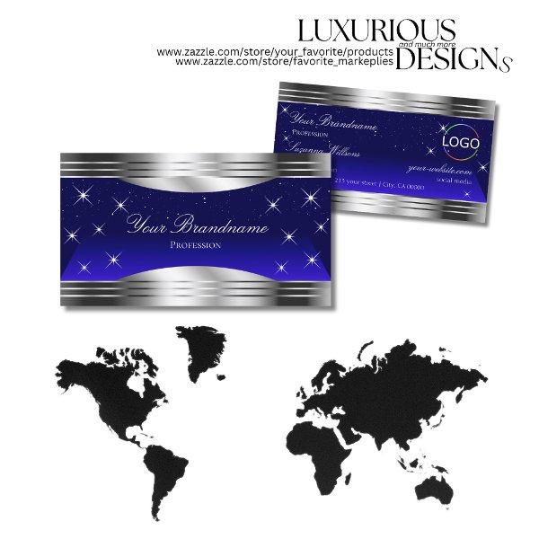 Artful Night Sky Blue Silver Borders with Logo