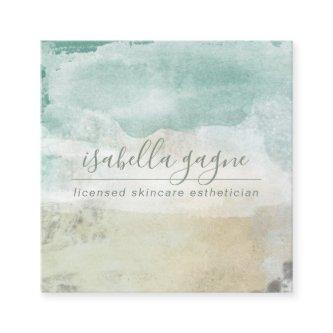 Artistic Blue Green Abstract Watercolor Skincare Square
