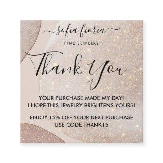 Artistic Gold Glitter Thank You For Your Order Square