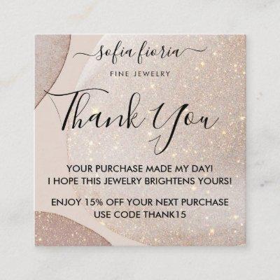 Artistic Gold Glitter Thank You For Your Order Square
