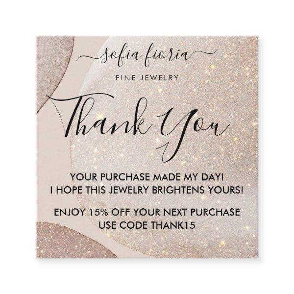 Artistic Gold Glitter Thank You For Your Order Square