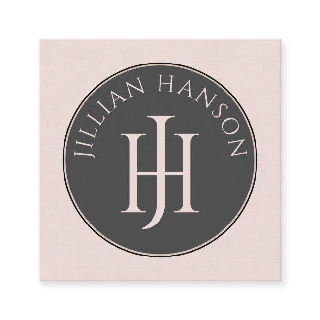 Artistic Monogram Blush Pink Calling Card
