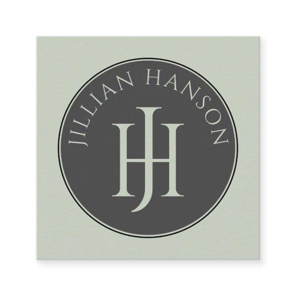 Artistic Monogram Sage Green Calling Card