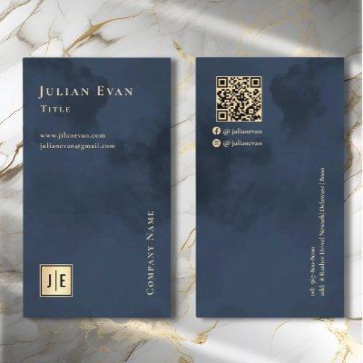 Artistic Navy Blue Gold Luxe Monogram