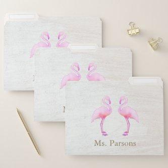 Artistic Pink Watercolor Flamingo  Square  Square  File Folder