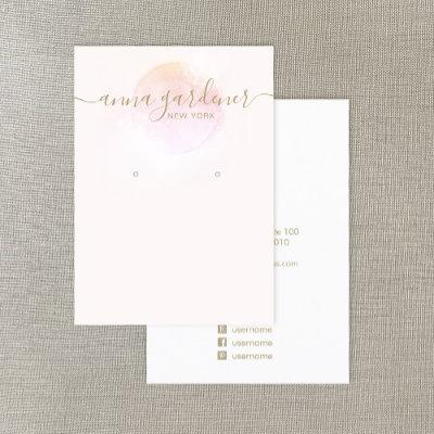Artistic Pink Watercolor Script  Earring Display B