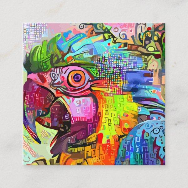 Artistic Tropical Wild Parrot Portrait Template  S Square