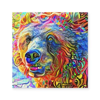 Artistic Wild Brown Bear Portrait Template    Square