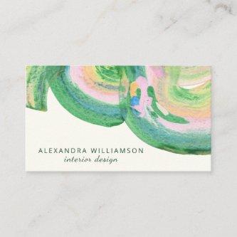 Artsy Abstract Green Watercolor Marble Name