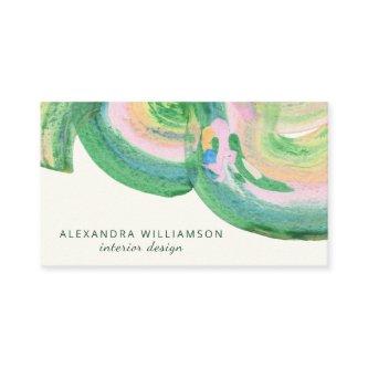 Artsy Abstract Green Watercolor Marble Name