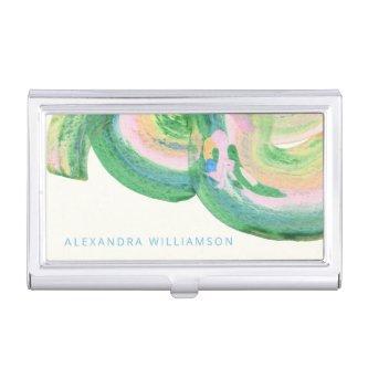 Artsy Abstract Green Watercolor Marble Name   Case