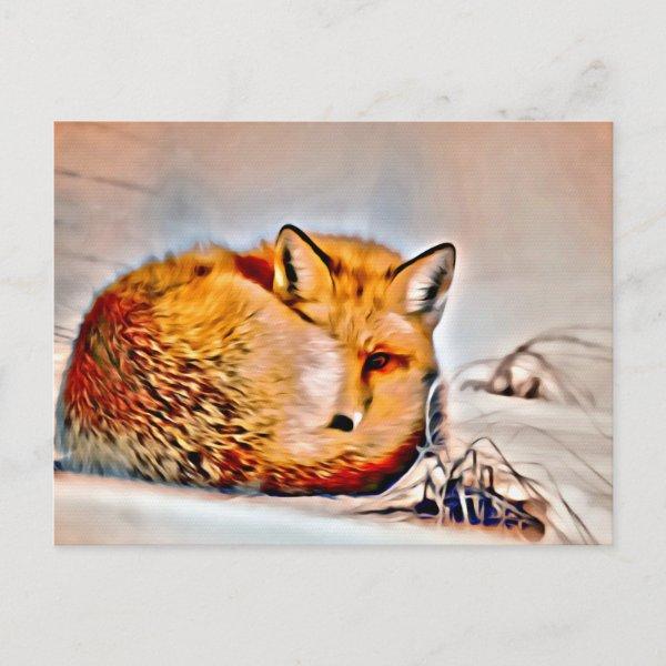 *~* Artsy Animal Red Fox Ap18 Artistic Wildlife  Postcard