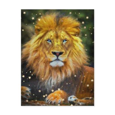 *~* Artsy AP23 Artistic Celestial  Watercolor LION Postcard