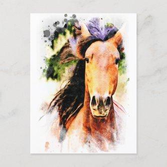 *~* Artsy Horse Artistic  Painting Equine AR22 Postcard