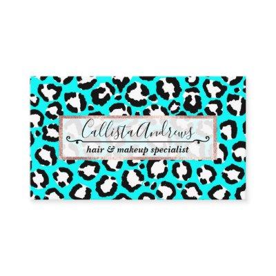 Artsy Modern Cyan Blue Leopard Animal Print