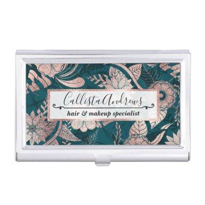 Artsy Modern Rose Gold Emerald Green Flowers  Case
