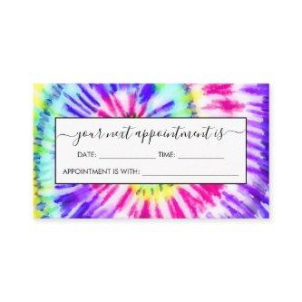 Artsy Neon Rainbow Tie Dye Watercolor Pattern Appointment Card