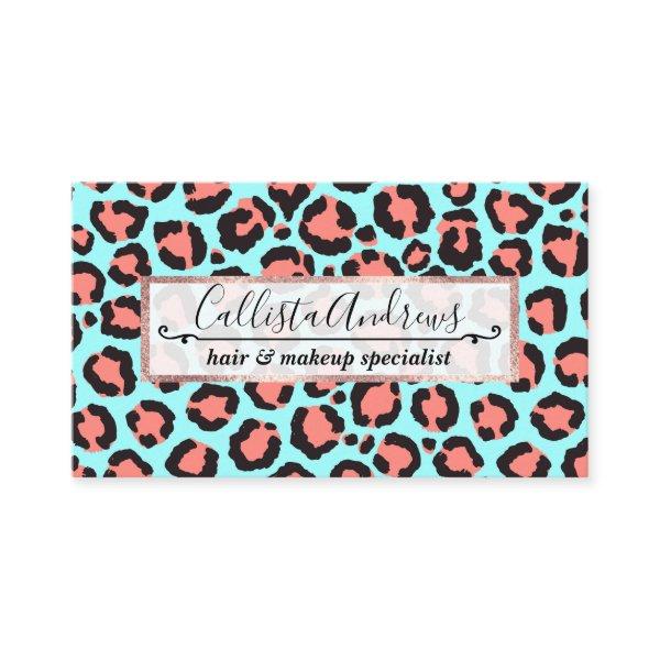 Artsy Trendy Coral Mint Teal Leopard Animal Print