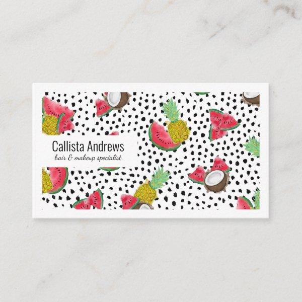 Artsy Tropical Fruit Polka Dots Watercolor Pattern