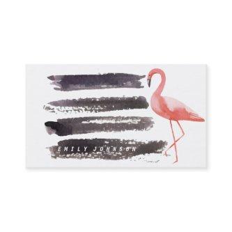 Artsy Watercolor Pink Flamingo Brush Strokes Lines