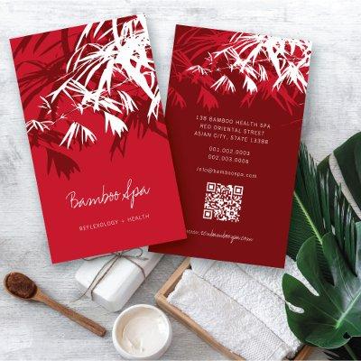 Asian Zen Red Bamboo Leaves Modern Oriental Spa