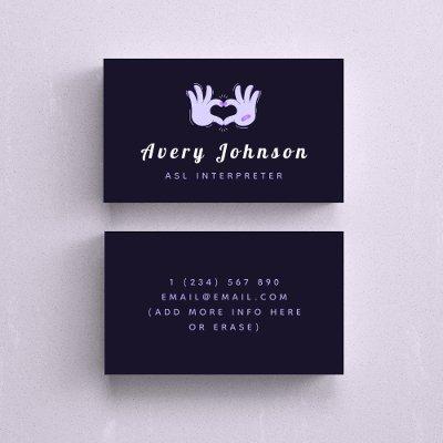 ASL Interpreter Sign Language Cool Dark Purple Fun