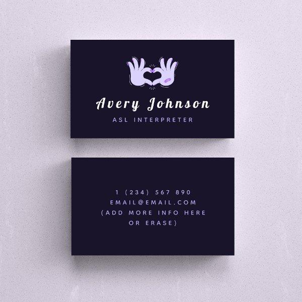 ASL Interpreter Sign Language Cool Dark Purple Fun