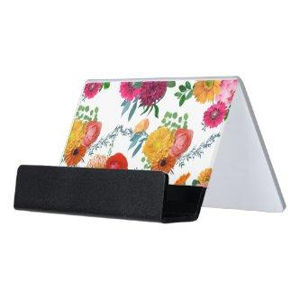 Assorted Colorful Spring Flowers Desk  Holder