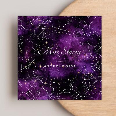 Astrologist Purple Cosmic Sparkles Constellation Square