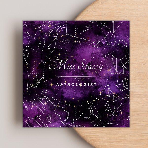 Astrologist Purple Cosmic Sparkles Constellation Square