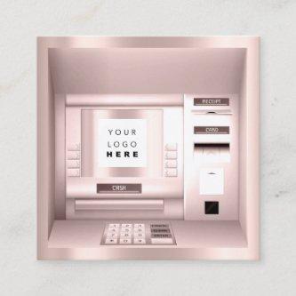 ATM Bank Consulting Money Rose Logo Investments Square
