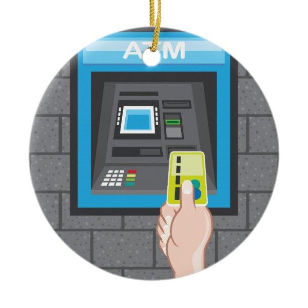 ATM human hand with a card Ceramic Ornament