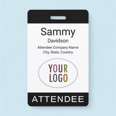 Attendee Event Badge Logo Lanyard Clip Reel Black