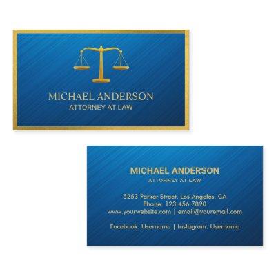 Attorney At Law-Simple Gold Scale On Blue