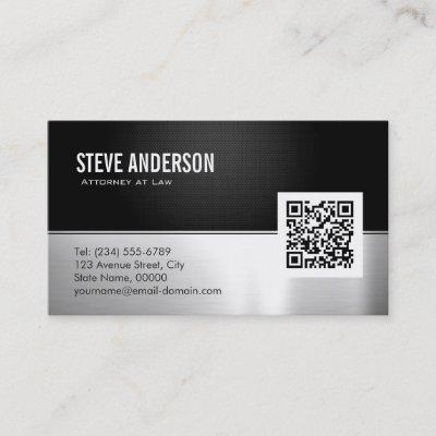 Attorney Lawyer Modern Black Metal Silver QR Code