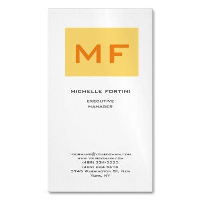 Attractive Monogram Yellow White Modern Minimalist  Magnet