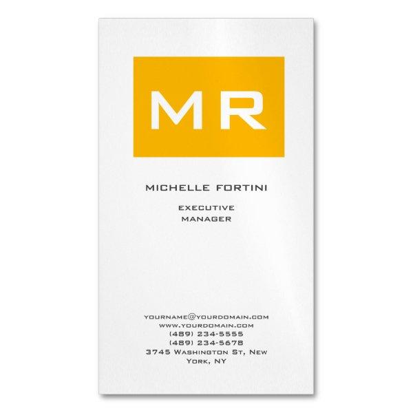 Attractive Monogram Yellow White Modern Minimalist  Magnet