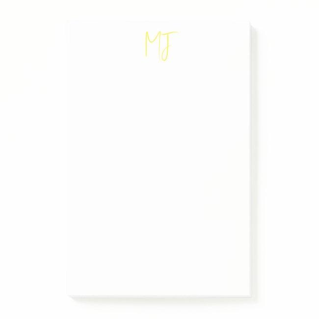 Attractive Monogram Yellow White Modern Minimalist Post-it Notes
