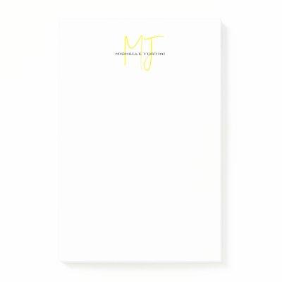 Attractive Monogram Yellow White Modern Minimalist Post-it Notes