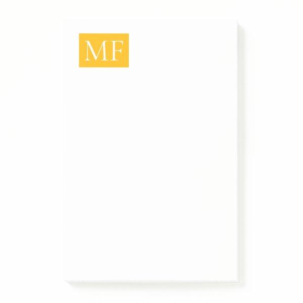 Attractive Monogram Yellow White Modern Minimalist Post-it Notes