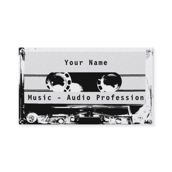 Audio radio cassette retro black and white cover