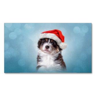 Australian Shepherd in red hat of Santa  Magnet