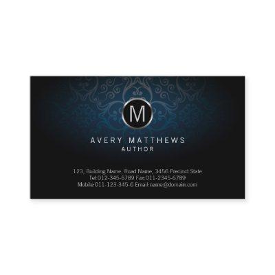 Author Elegant Circle Monogram Dark Damask