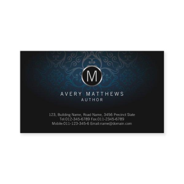Author Elegant Circle Monogram Dark Damask