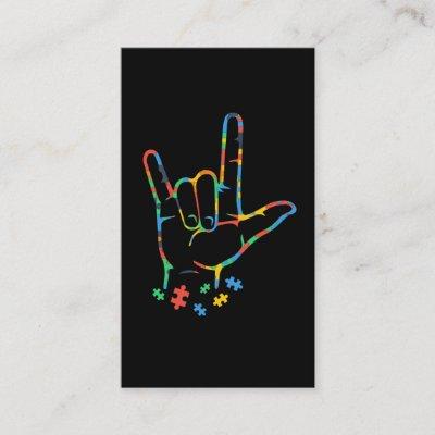 Autism Colorful Puzzle ASL Hand Sign Language